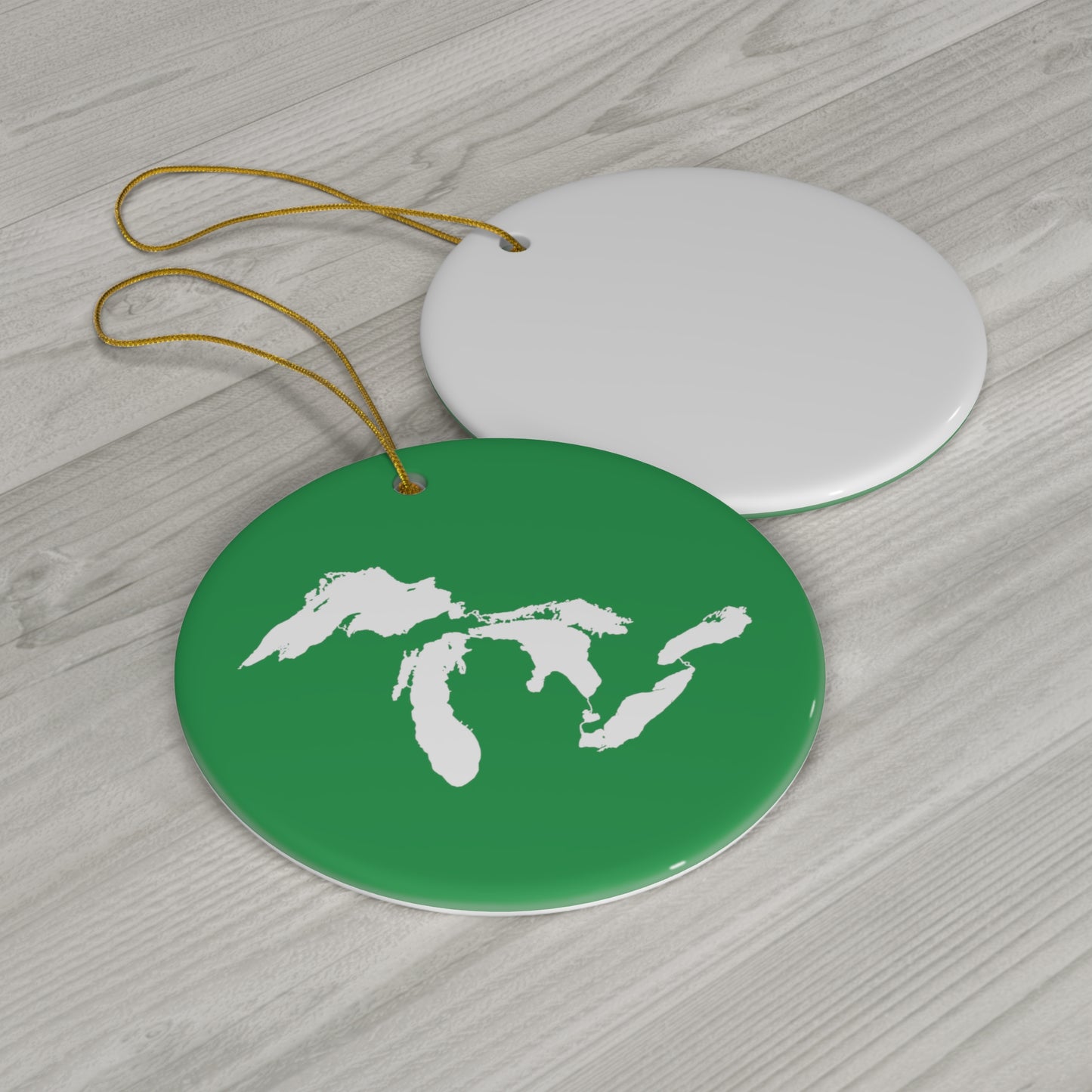 Great Lakes Christmas Ornament (Shamrock Green) | Ceramic - 4 Shapes