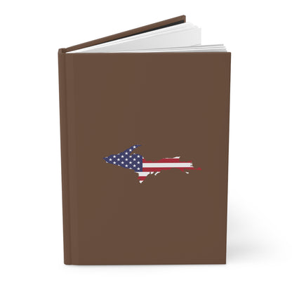 Michigan Upper Peninsula Hardcover Journal (w/ UP USA Flag) | Ruled - Coffee Color