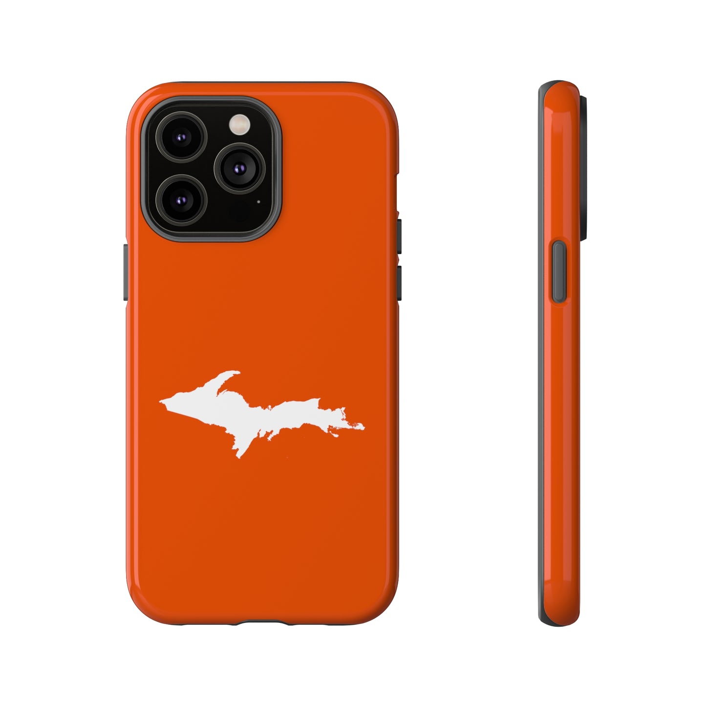 Michigan Upper Peninsula Tough Phone Case (Maple Leaf Orange w/ UP Outline) | Apple iPhone