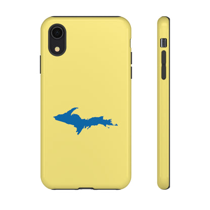 Michigan Upper Peninsula Tough Phone Case (Yellow Cherry Color w/ Azure UP Outline) | Apple iPhone