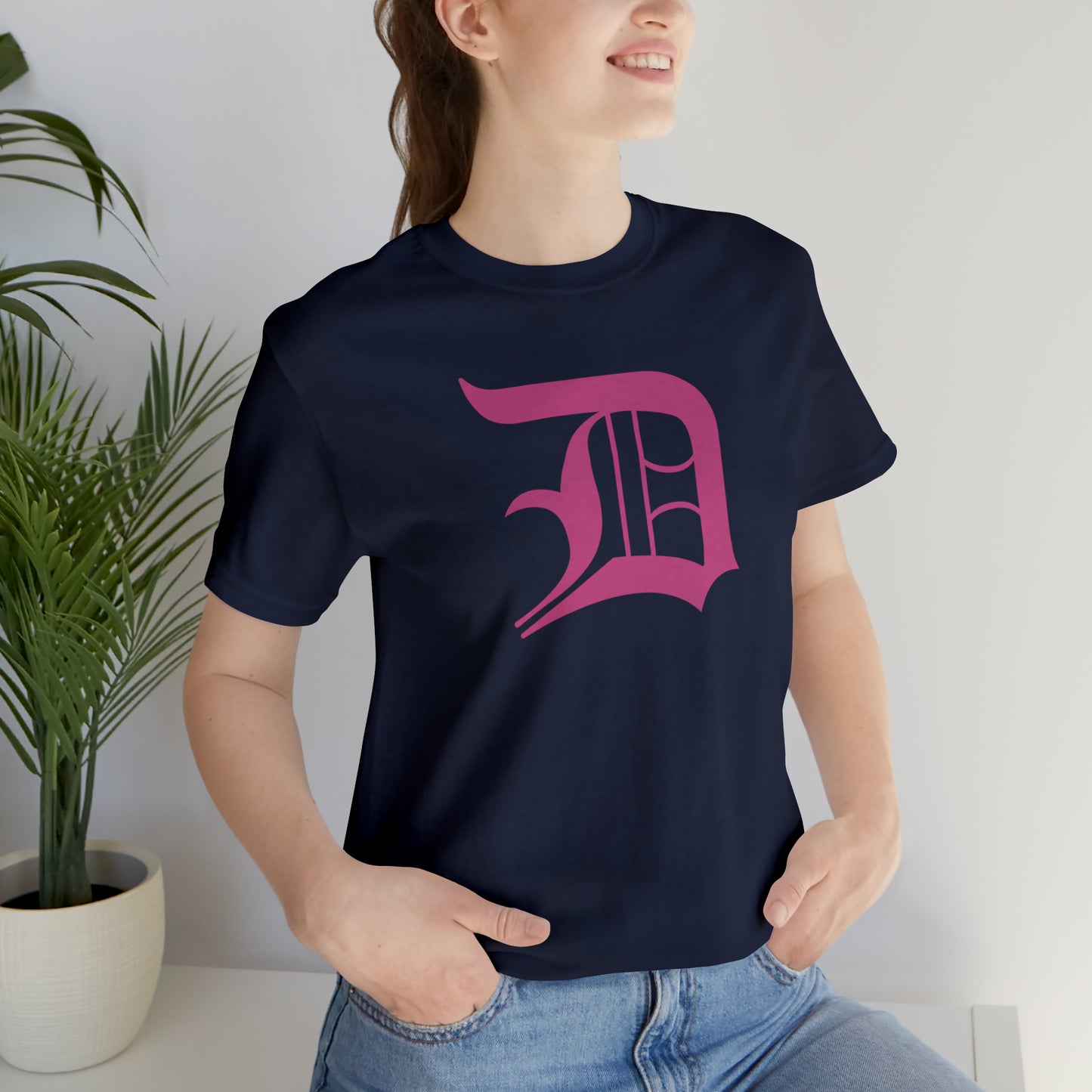 Detroit 'Old English D' T-Shirt (Apple Blossom Pink) | Unisex Standard