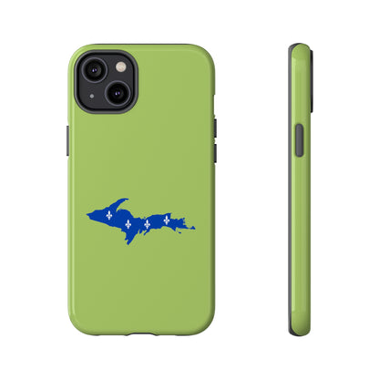 Michigan Upper Peninsula Tough Phone Case (Gooseberry Green w/ UP Quebec Flag Outline) | Apple iPhone