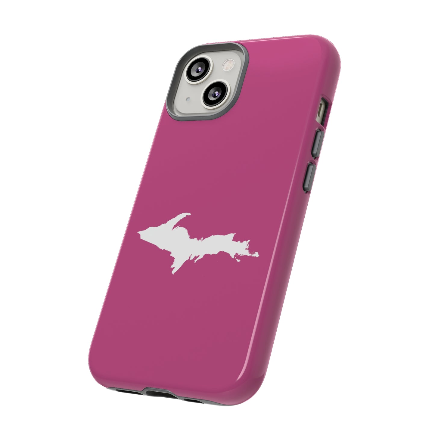 Michigan Upper Peninsula Tough Phone Case (Apple Blossom Pink w/ UP Outline) | Apple iPhone