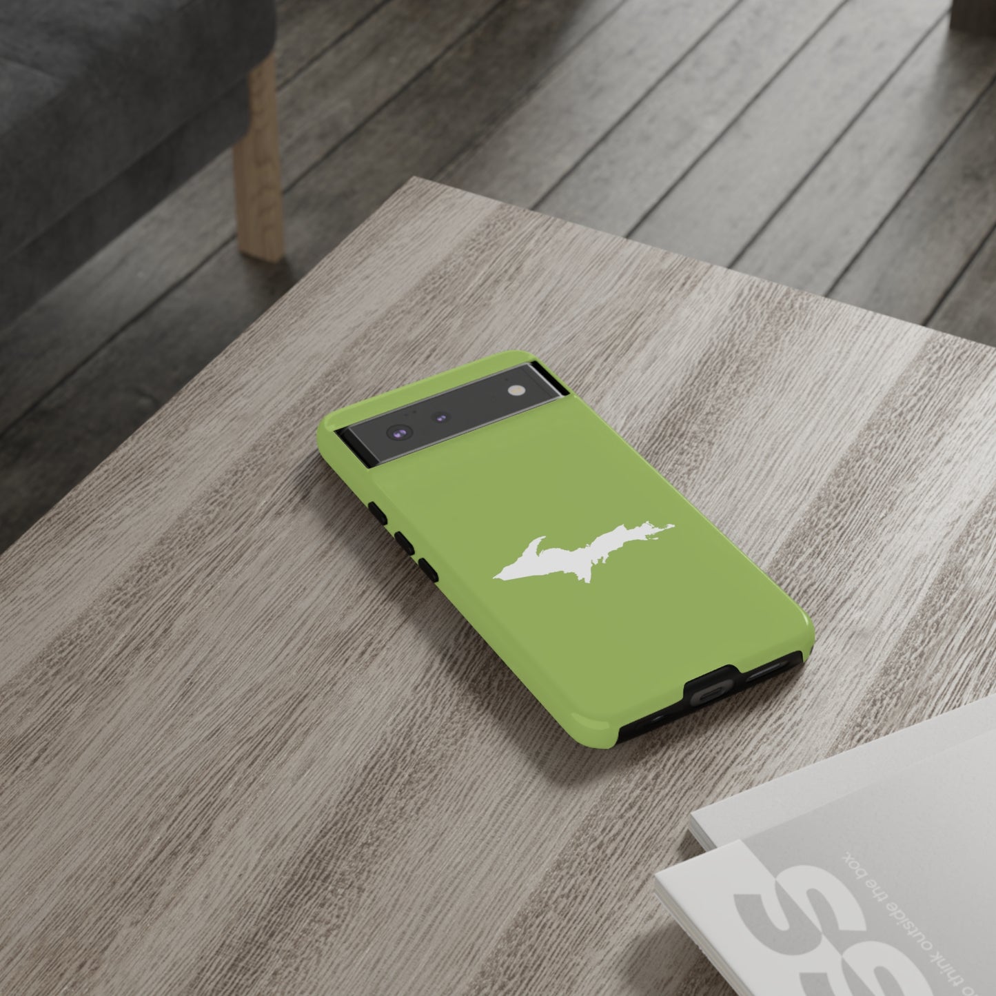 Michigan Upper Peninsula Tough Phone Case (Gooseberry Green w/ UP Outline) | Samsung & Pixel Android