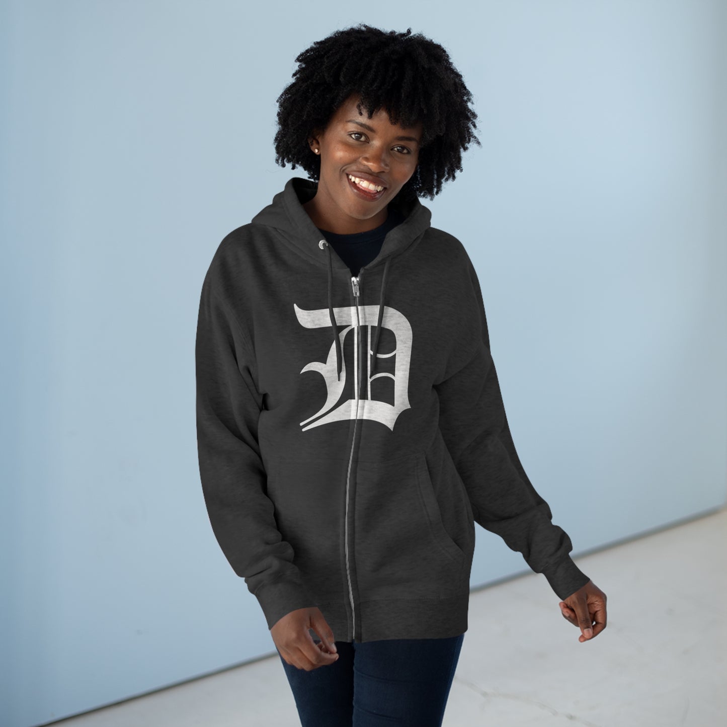 Detroit 'Old English D' Hoodie (Full-Body 'D') | Unisex Full Zip