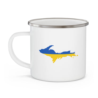 Michigan Upper Peninsula Camping Mug (w/ Ukraine Flag Outline) | 12oz