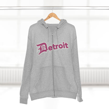 'Detroit' Hoodie (Apple Blossom Pink w/ Old English 'D') | Unisex Full Zip