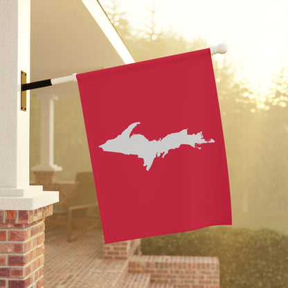 Michigan Upper Peninsula Home & Garden Flag (w/ UP Outline) | Lighthouse Red