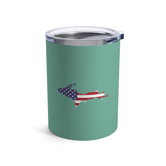 Michigan Upper Peninsula Tumbler (w/ UP USA Flag) | Metallic Mint Green - 10oz