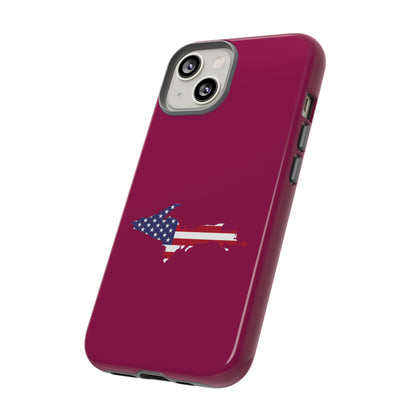 Michigan Upper Peninsula Tough Phone Case (Ruby Red w/ UP USA Flag Outline) | Apple iPhone