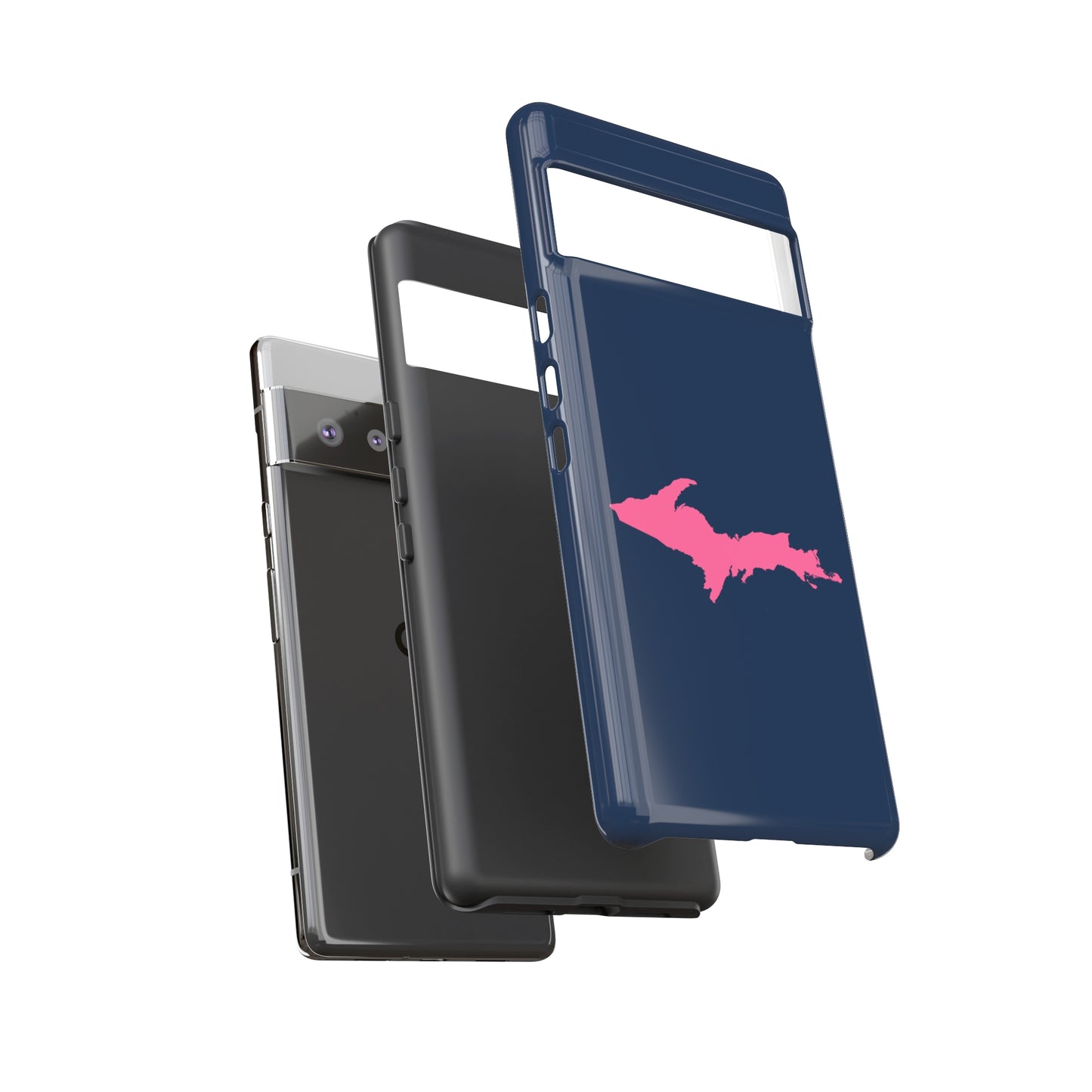 Michigan Upper Peninsula Tough Phone Case (Navy w/ Pink UP Outline) | Samsung & Pixel Android