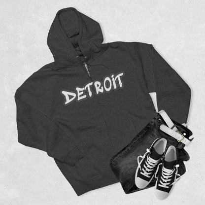 'Detroit' Hoodie (Iron Ore Grey Tag Font) | Unisex Full Zip