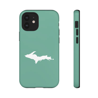 Michigan Upper Peninsula Tough Phone Case ('64 Metallic Mint Green w/ UP Outline) | Apple iPhone