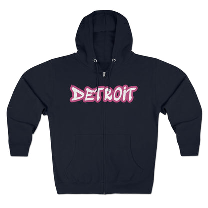 Detroit' Hoodie (Apple Blossom Pink Tag Font) | Unisex Full Zip