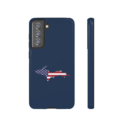 Michigan Upper Peninsula Tough Phone Case (Navy w/ UP USA Flag Outline) | Samsung & Pixel Android