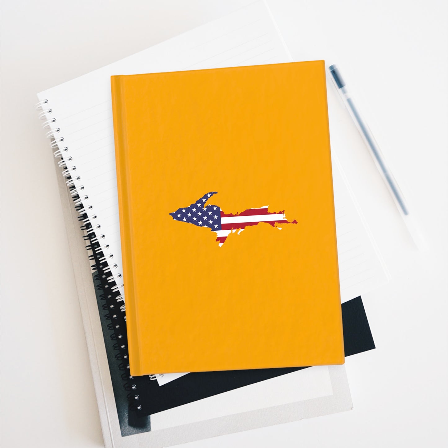 Michigan Upper Peninsula Blank Sketchbook (w/ UP USA Flag) | Birch Leaf Orange