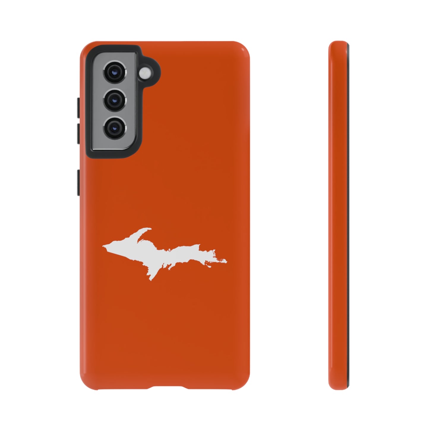 Michigan Upper Peninsula Tough Phone Case (Maple Leaf Orange w/ UP Outline) | Samsung & Pixel Android