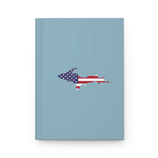 Michigan Upper Peninsula Hardcover Journal (w/ UP USA Flag) | Ruled - Opal Blue