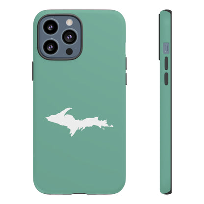 Michigan Upper Peninsula Tough Phone Case ('64 Metallic Mint Green w/ UP Outline) | Apple iPhone