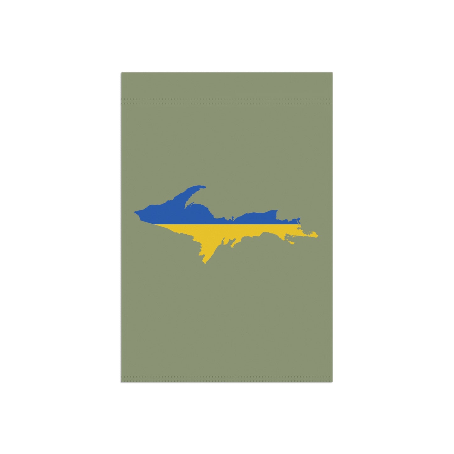 Michigan Upper Peninsula Home & Garden Flag (w/ UP Ukraine Flag) | Beachgrass Green