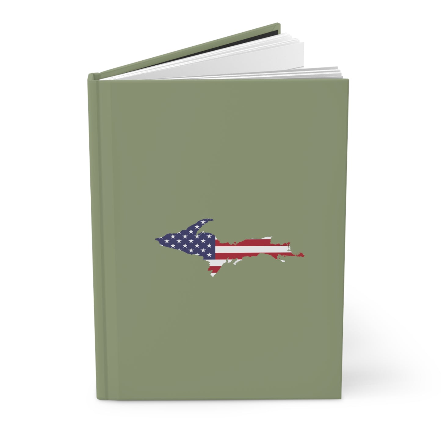 Michigan Upper Peninsula Hardcover Journal (w/ UP USA Flag) | Ruled - Beachgrass Green