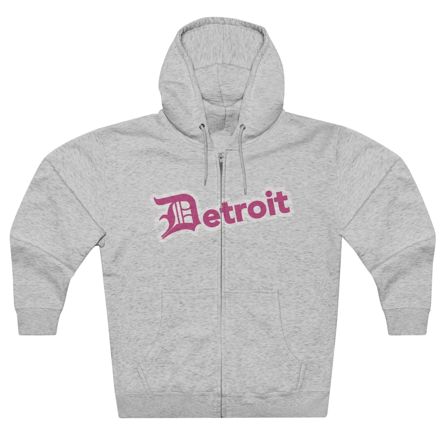 'Detroit' Hoodie (Apple Blossom Pink w/ Old English 'D') | Unisex Full Zip