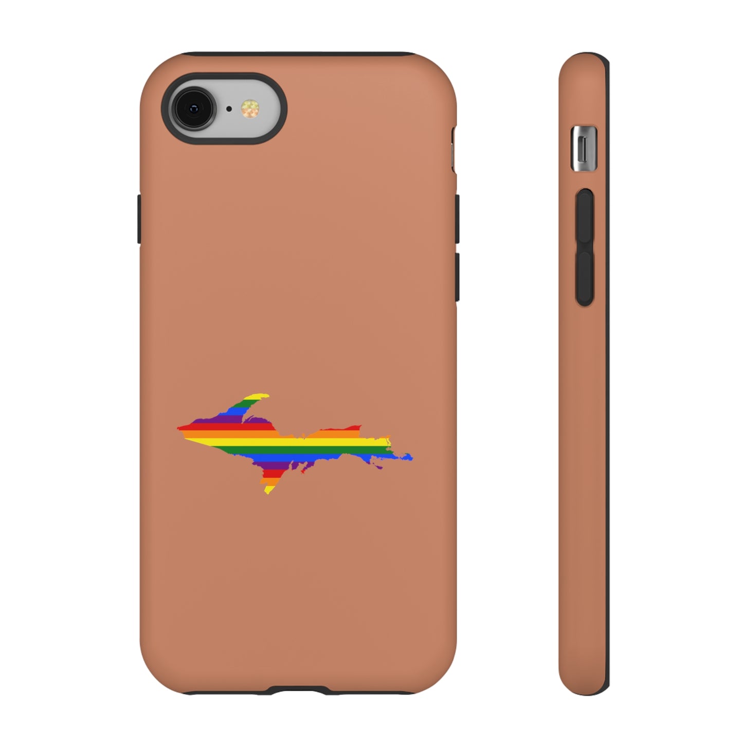 Michigan Upper Peninsula Tough Phone Case (Copper Color w/ UP Pride Flag Outline) | Apple iPhone