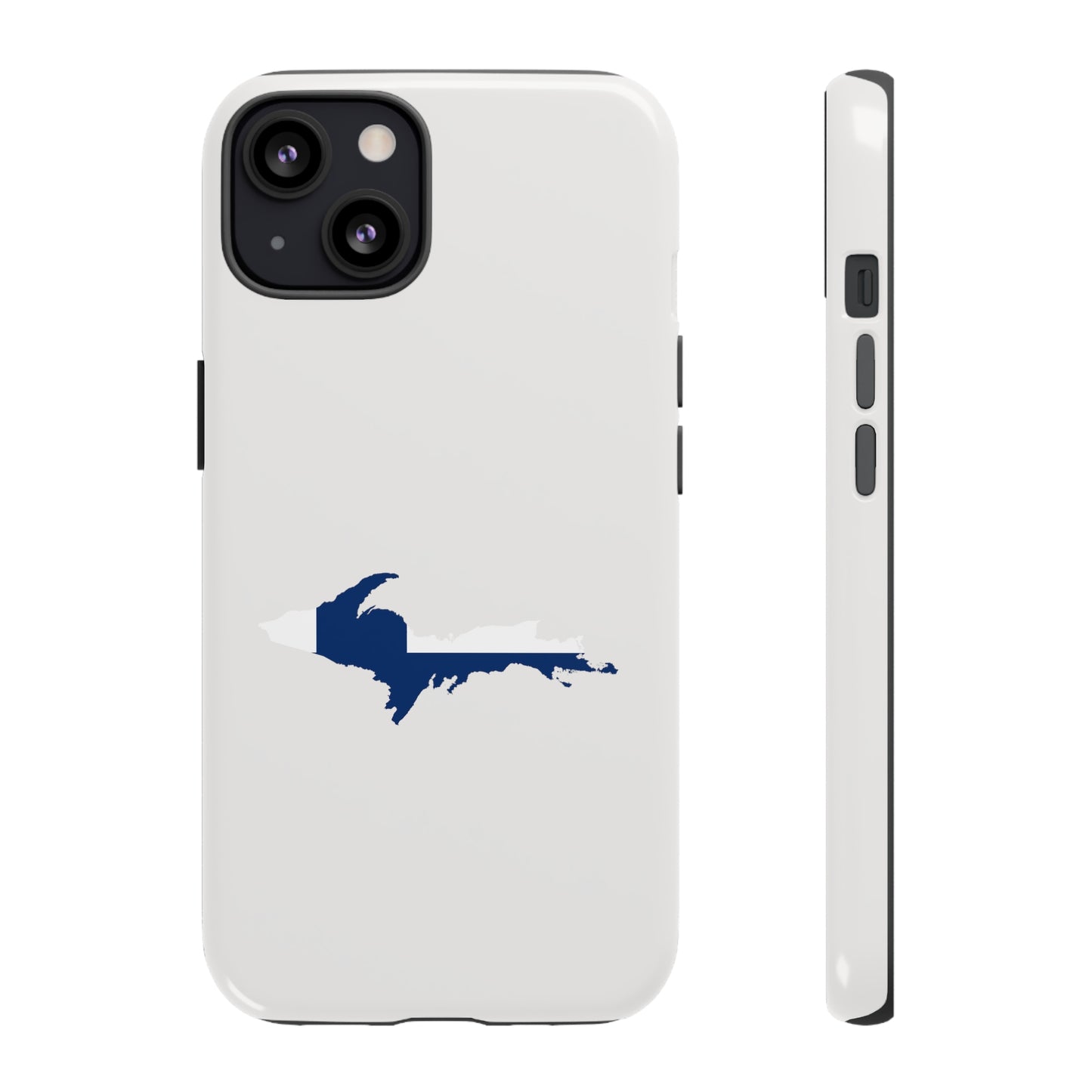 Michigan Upper Peninsula Tough Phone Case (Birch Bark White w/ UP Finland Flag Outline) | Apple iPhone