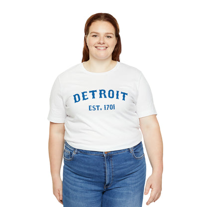 'Detroit EST. 1701' T-Shirt (Azure Ballpark Font) | Unisex Standard