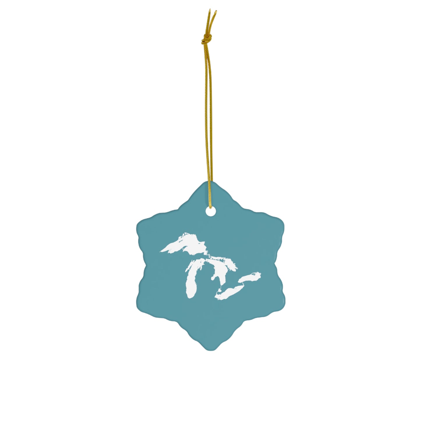 Great Lakes Christmas Ornament (Lake Huron Blue) | Ceramic - 4 Shapes