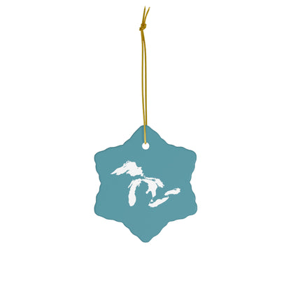 Great Lakes Christmas Ornament (Lake Huron Blue) | Ceramic - 4 Shapes