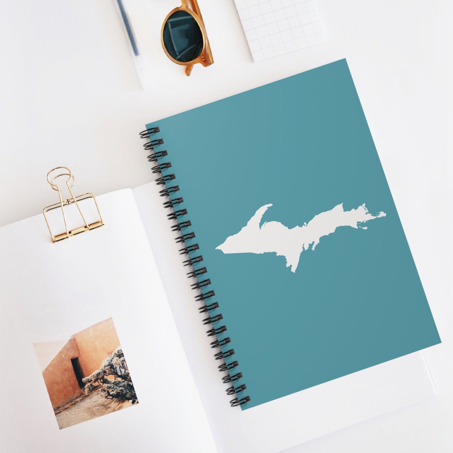 Michigan Upper Peninsula Spiral Notebook (w/ UP Outline) | Lake Huron Blue