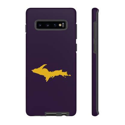 Michigan Upper Peninsula Tough Phone Case (Blackcurrant w/ Gold UP Outline) | Samsung & Pixel Android