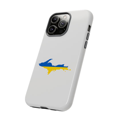 Michigan Upper Peninsula Tough Phone Case (Birch Bark White w/ UP Ukraine Flag Outline) | Apple iPhone