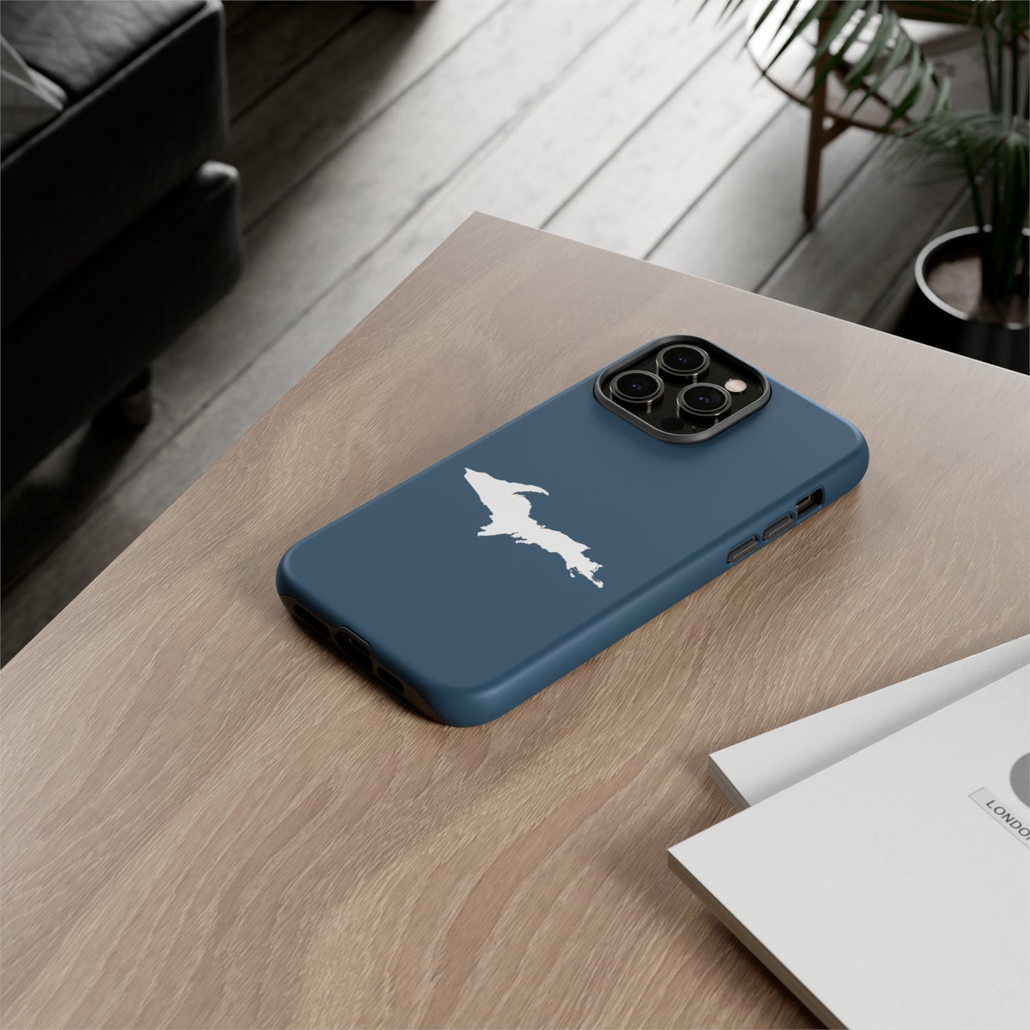 Michigan Upper Peninsula Tough Phone Case ('37 Caddie Cavalier Blue w/ UP Outline) | Apple iPhone