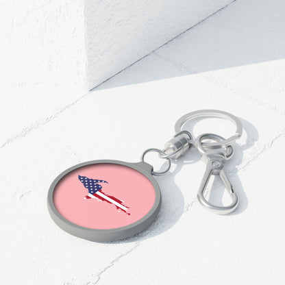 Michigan Upper Peninsula Keyring (w/ UP USA Flag) | Strawberry Pink