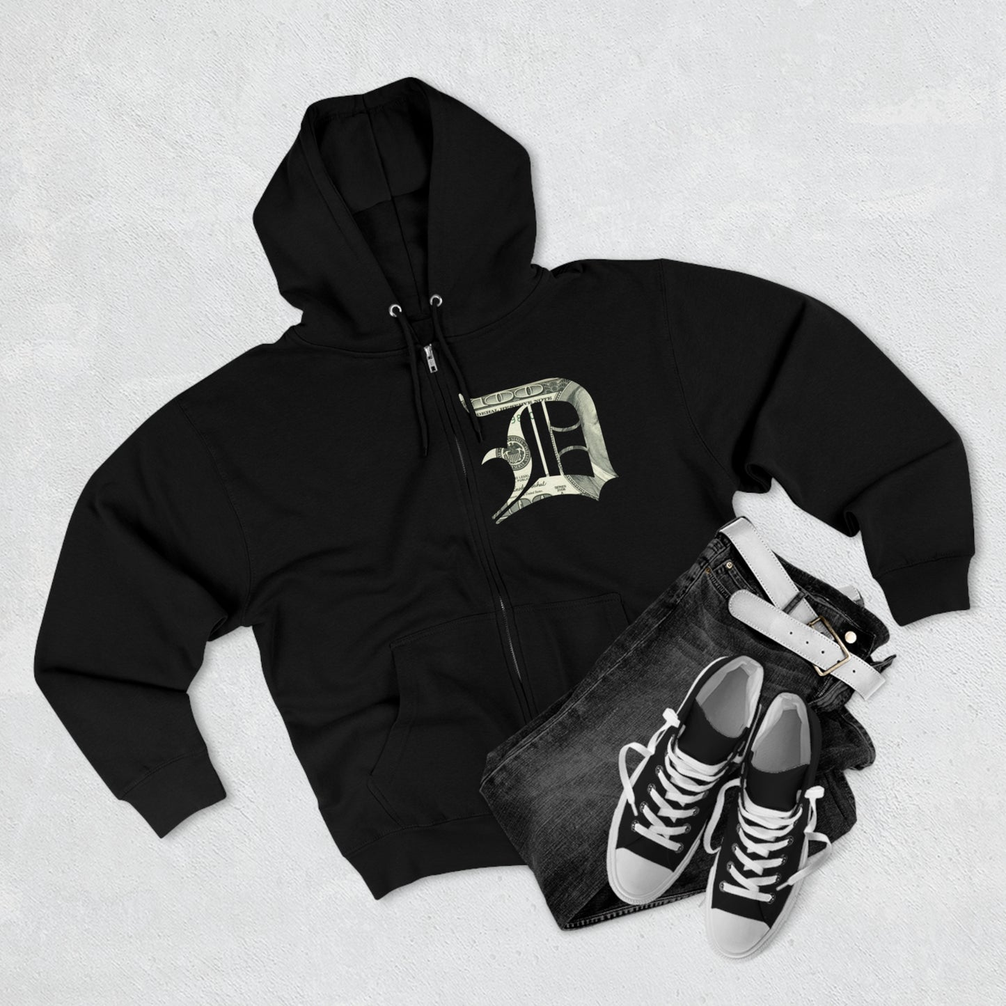 Detroit 'Old English D' Hoodie (Benjamins Edition) | Unisex Full Zip