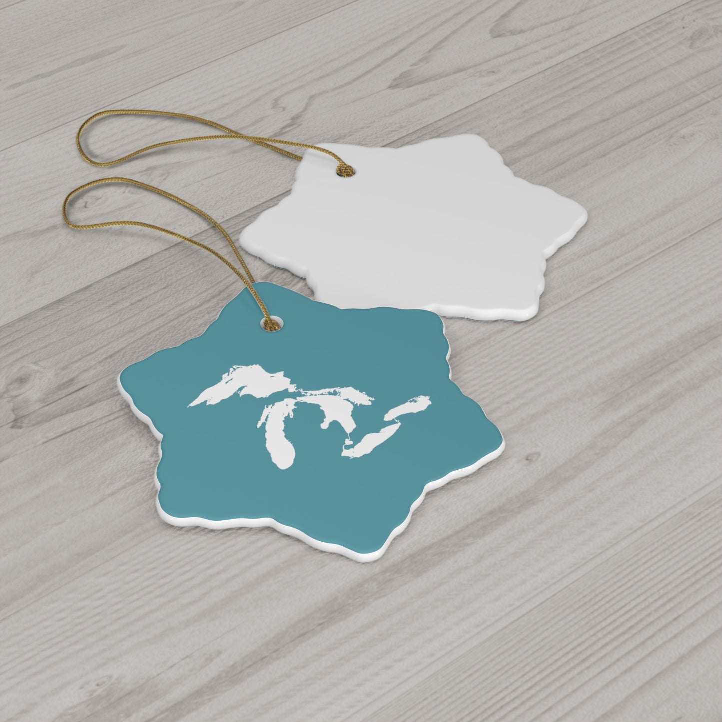 Great Lakes Christmas Ornament (Lake Huron Blue) | Ceramic - 4 Shapes