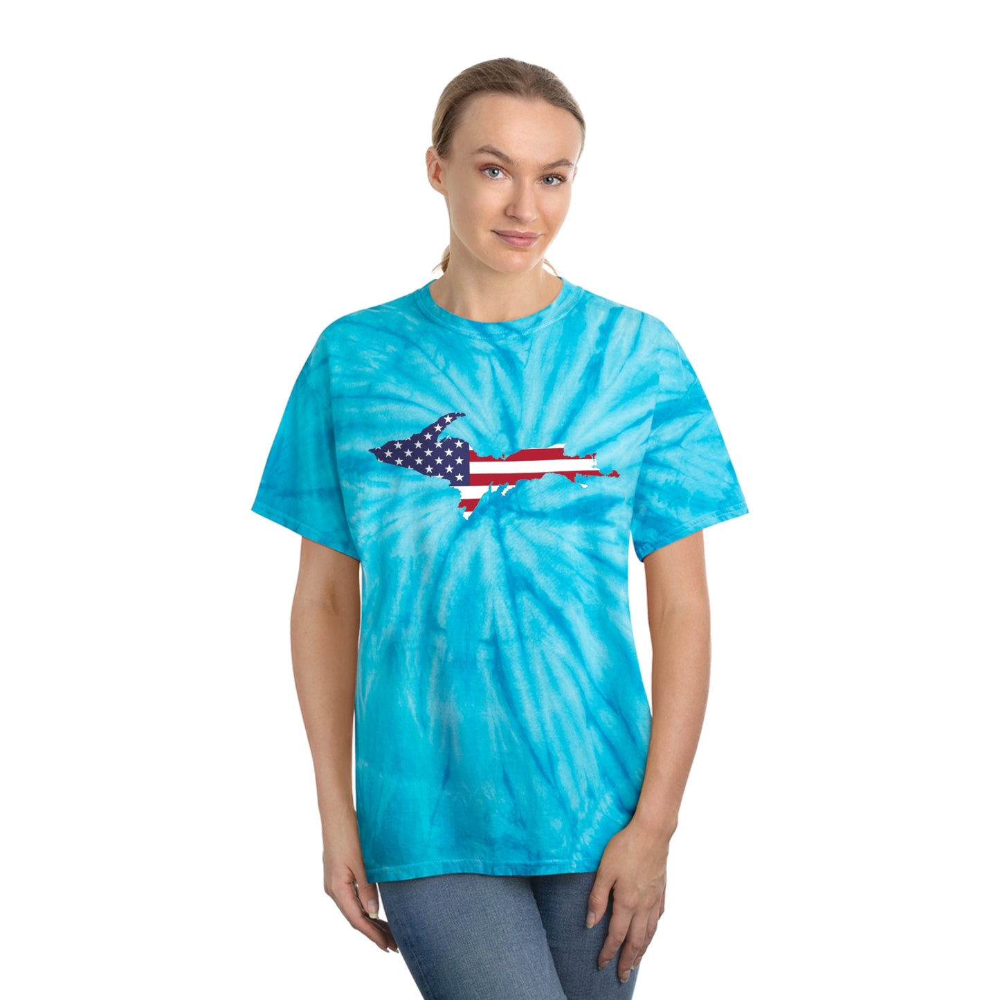 Michigan Upper Peninsula Tie-Dye T-Shirt (w/ UP USA Flag) | Unisex Cyclone