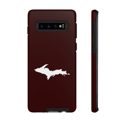 Michigan Upper Peninsula Tough Phone Case (Cherrywood Color w/ UP Outline) | Samsung & Pixel Android