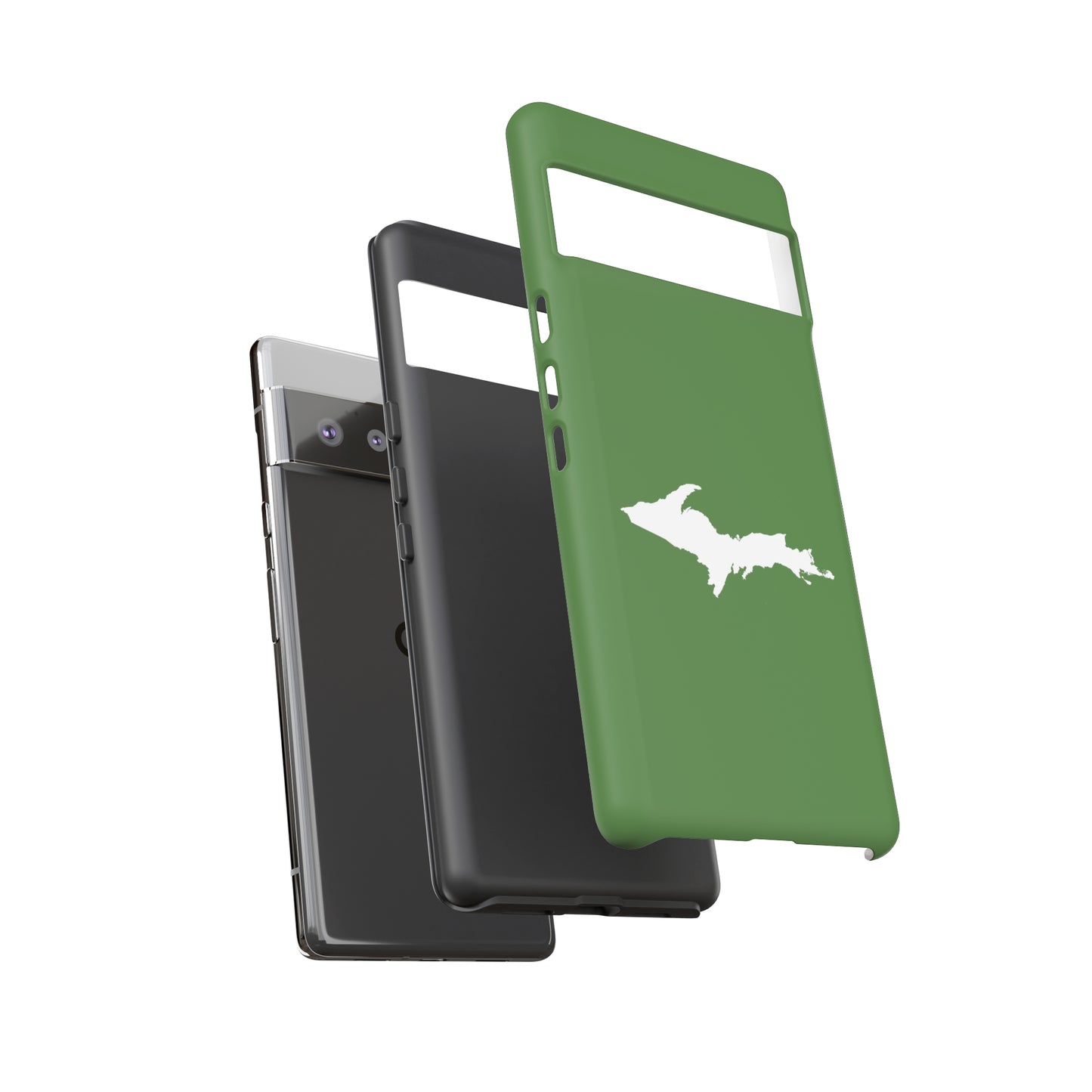 Michigan Upper Peninsula Tough Phone Case (Pine Green w/ UP Outline) | Samsung & Pixel Android