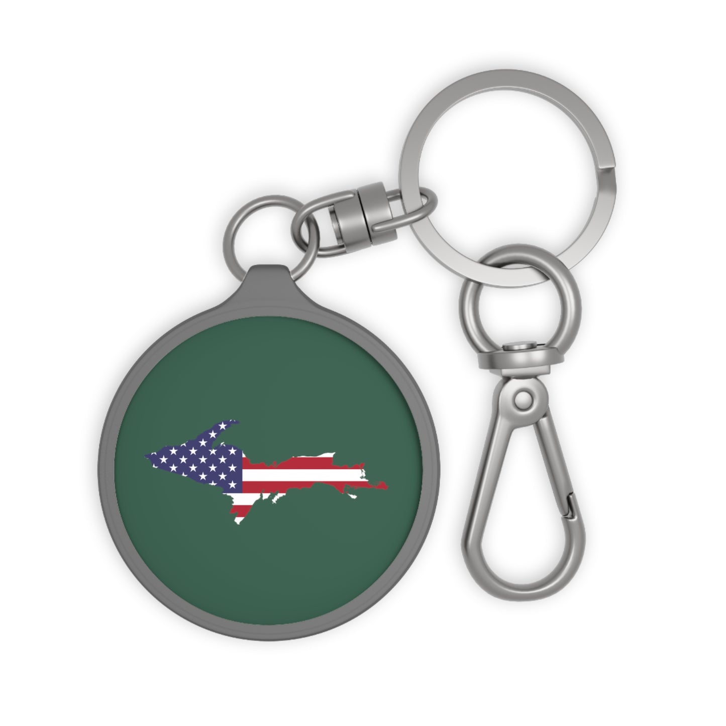 Michigan Upper Peninsula Keyring (w/ UP USA Flag) | Ginger Ale Green