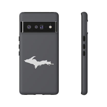 Michigan Upper Peninsula Tough Phone Case (Iron Ore Grey w/ UP Outline) | Samsung & Pixel Android