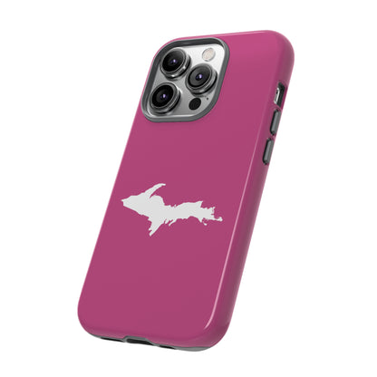 Michigan Upper Peninsula Tough Phone Case (Apple Blossom Pink w/ UP Outline) | Apple iPhone