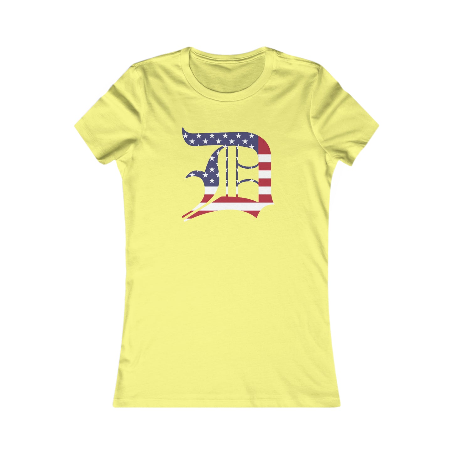 Detroit 'Old English D' T-Shirt (Patriotic Edition) | Women's Slim Fit