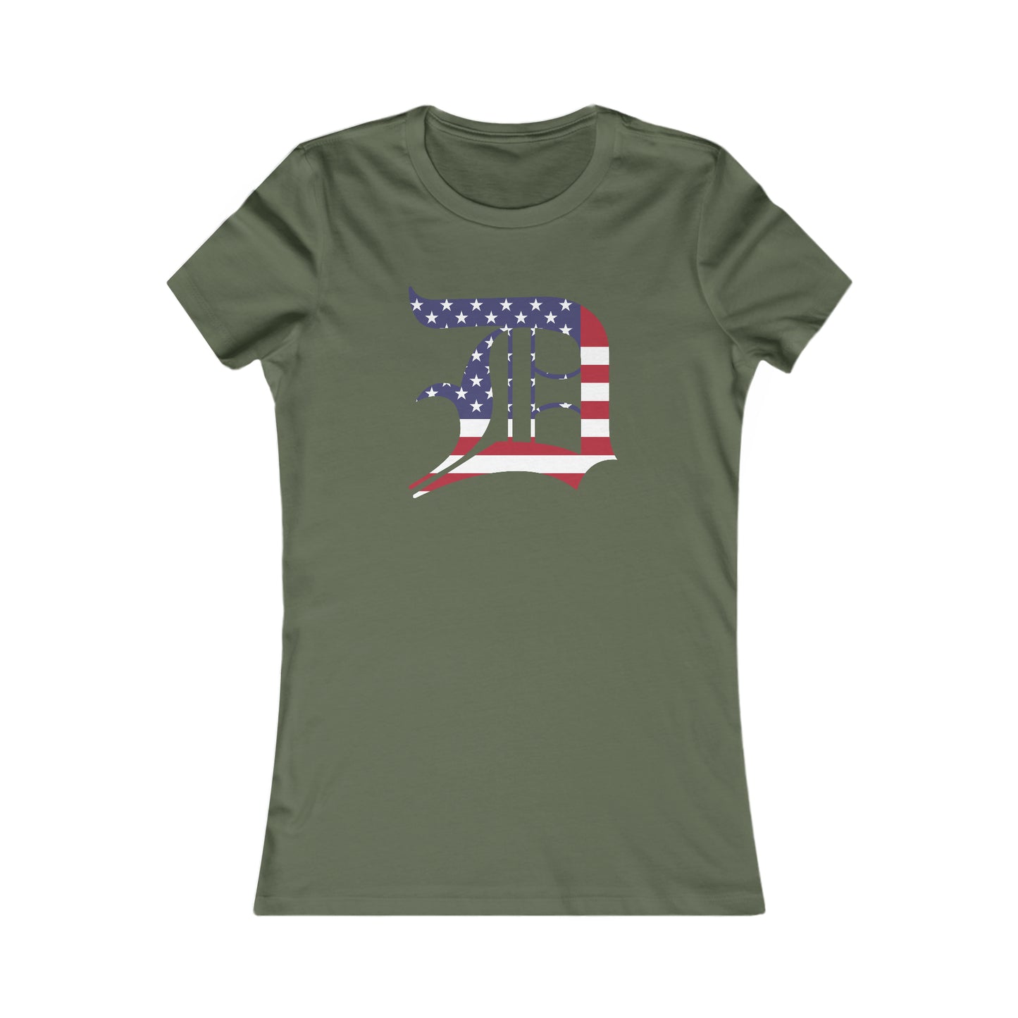 Detroit 'Old English D' T-Shirt (Patriotic Edition) | Women's Slim Fit