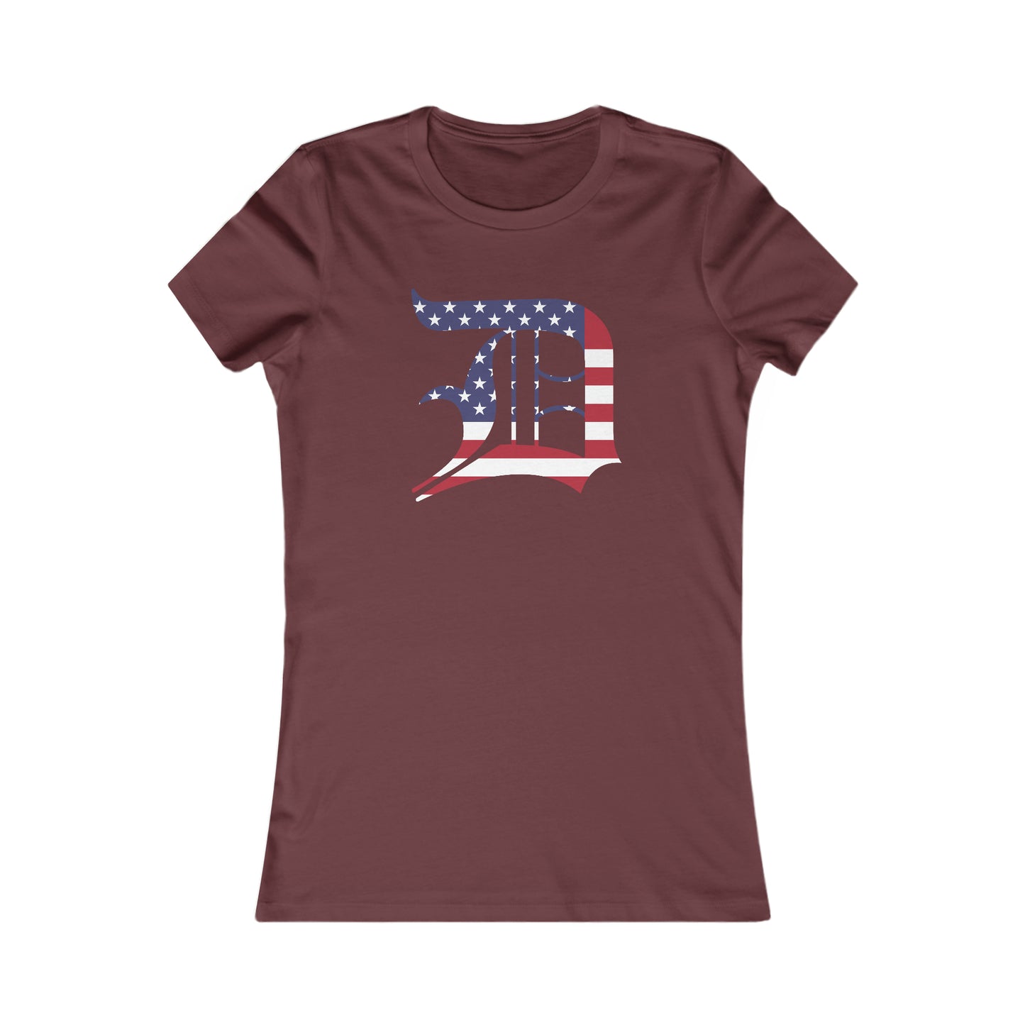 Detroit 'Old English D' T-Shirt (Patriotic Edition) | Women's Slim Fit