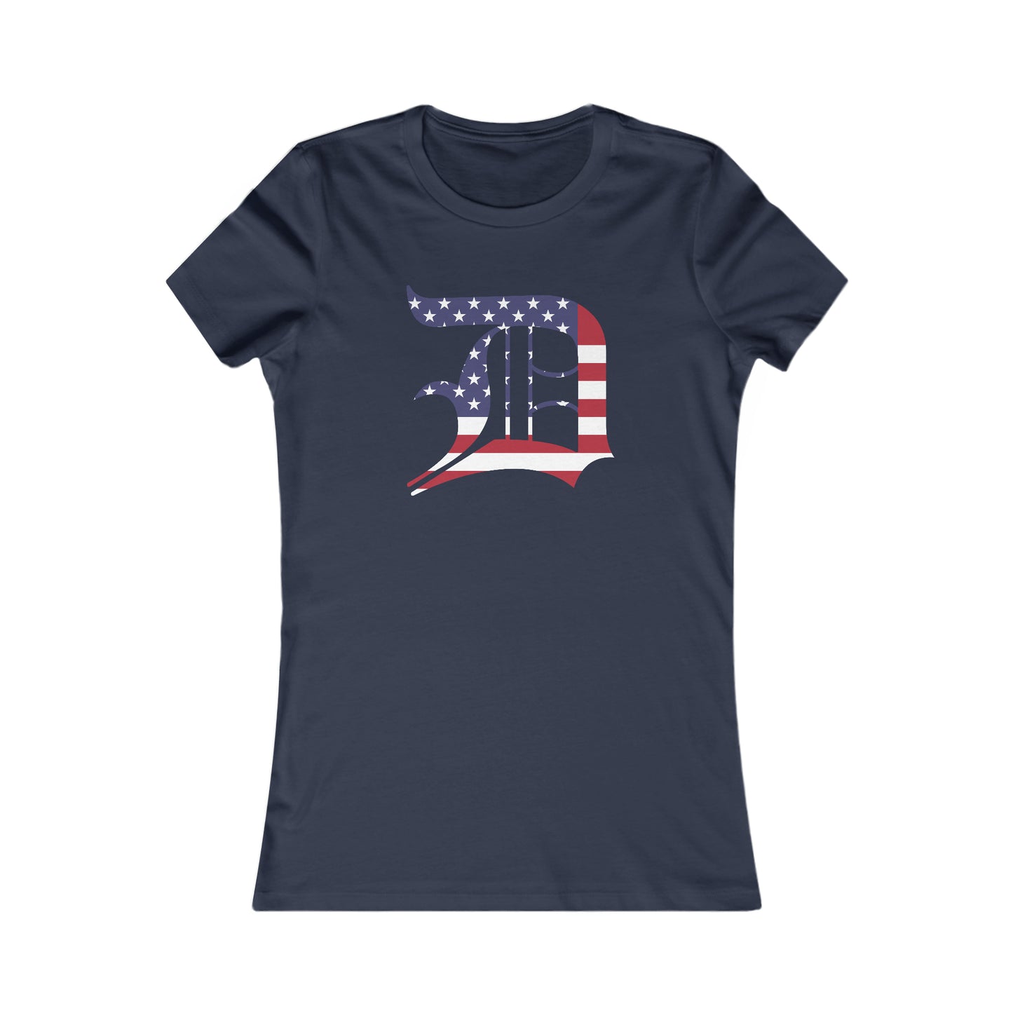 Detroit 'Old English D' T-Shirt (Patriotic Edition) | Women's Slim Fit