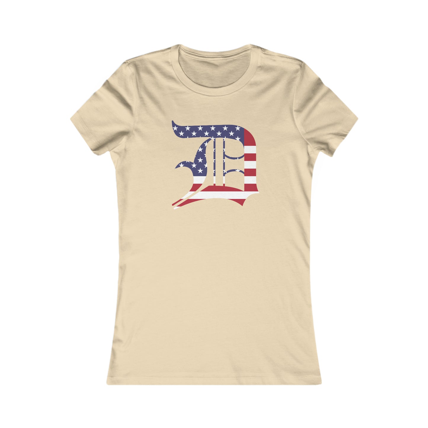 Detroit 'Old English D' T-Shirt (Patriotic Edition) | Women's Slim Fit