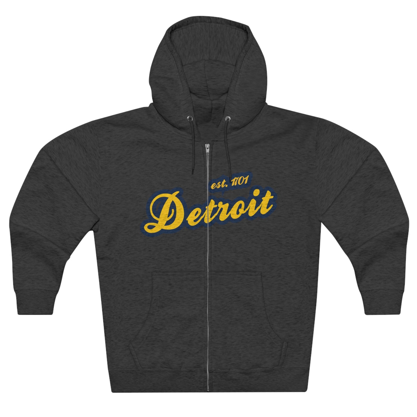 Detroit EST 1701' Hoodie (Gold/Navy Script Font) | Unisex Full Zip